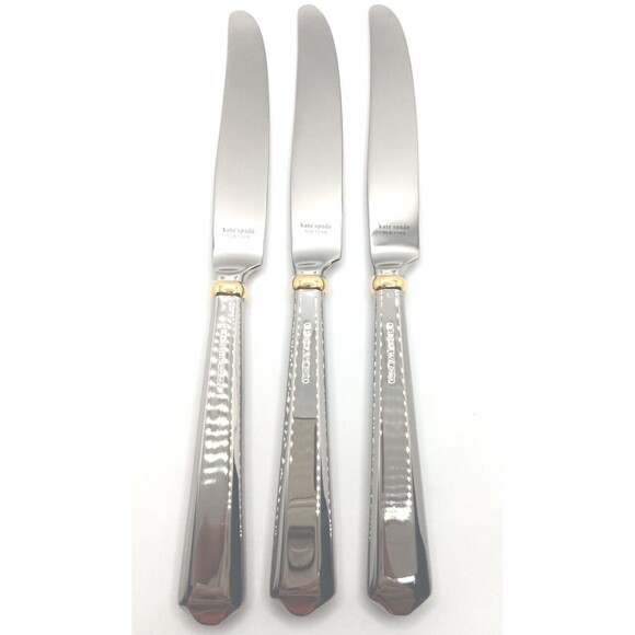 Kate Spade New York Lenox Todd Hill Gold 3Pc Place Knife Set 18/10 Stainless - Picture 1 of 6
